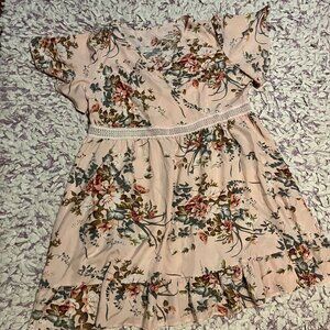 SHEIN CURVE 2XL Swing Sun Dress Sundress Summer Pink Floral